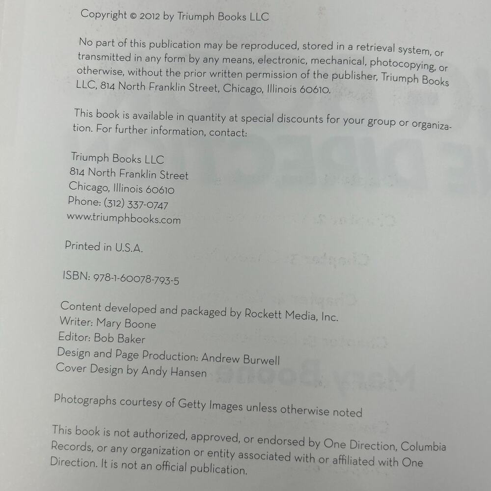 Triumph Books The Big Book of One Direction 2012‎ Hardcover Nine Chapters - Picture 4 of 10